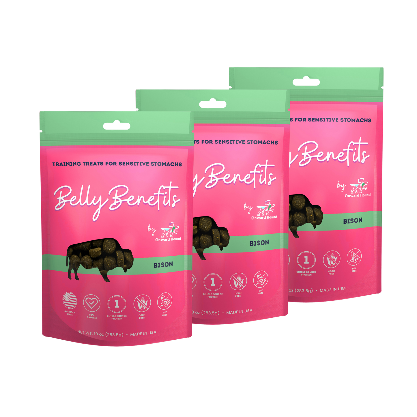 Onward Hound Belly Benefits - 3 Pack 10oz Bags - Training Treats for Dogs with Sensitive Stomachs